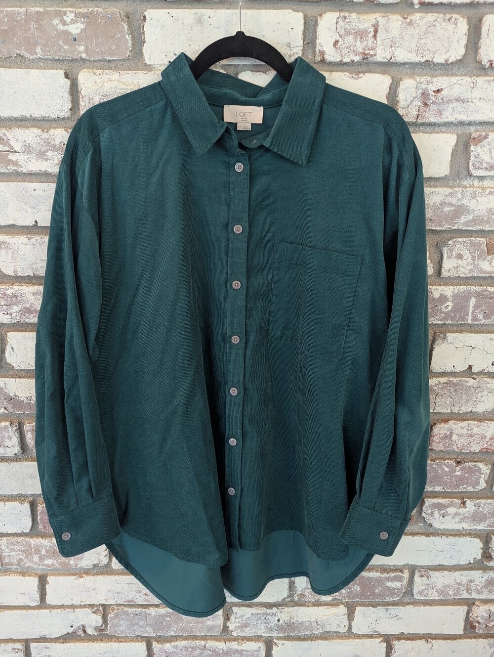 LOFT Teal Corduroy Button-Down Shirt
